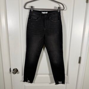 KanCan Black Distressed Cropped Jeans